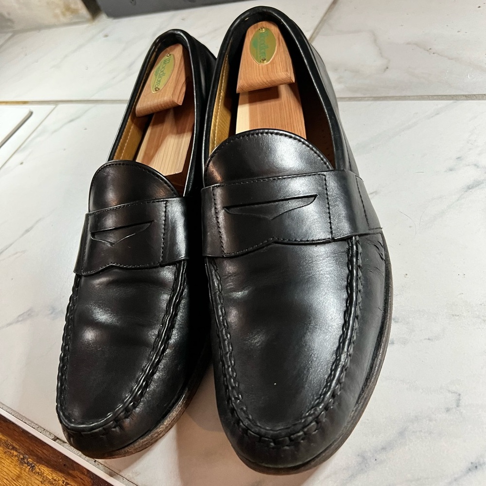 Allen Edmonds "Cameron" Black Penny Loafers - Vibram Heel